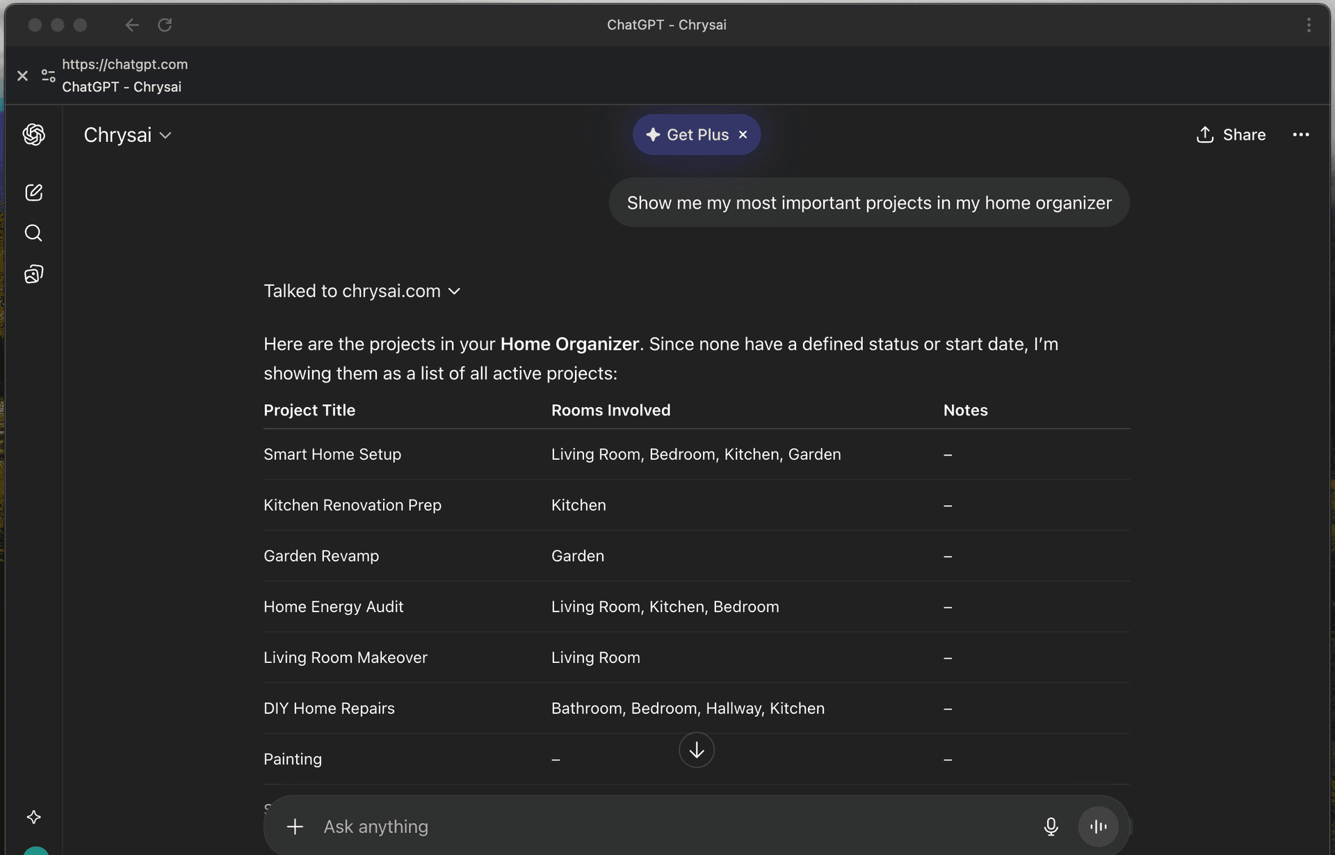 Chrysai used as a ChatGPT Custom GPT